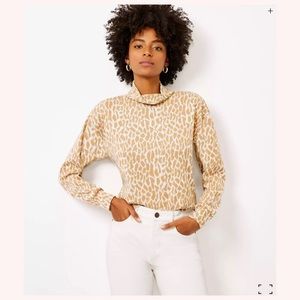 LOFT Animal Spotted Mock Neck Top